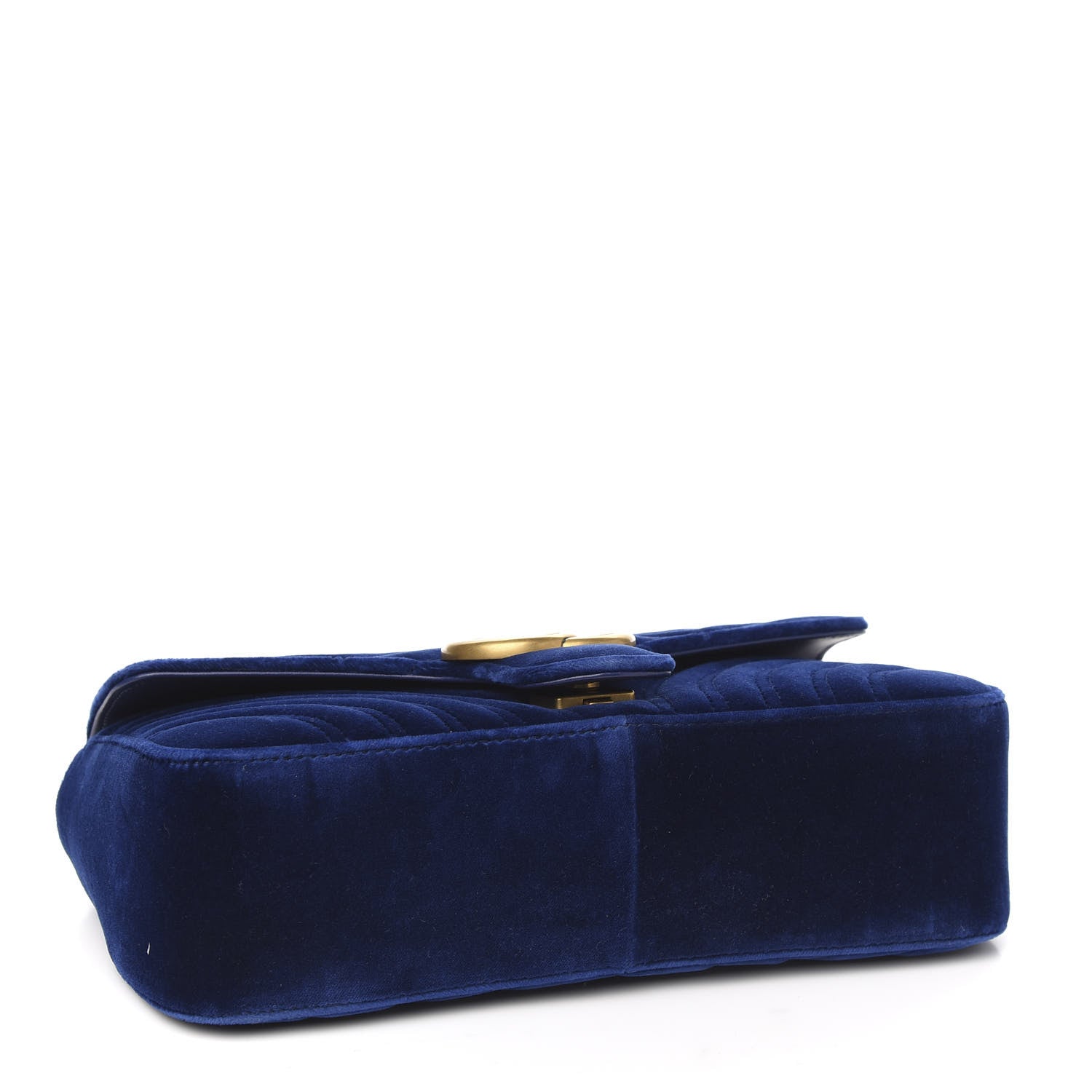 Gucci Velvet Matelasse Small GG Marmont Shoulder Bag Cobalt Blue 3 of 9