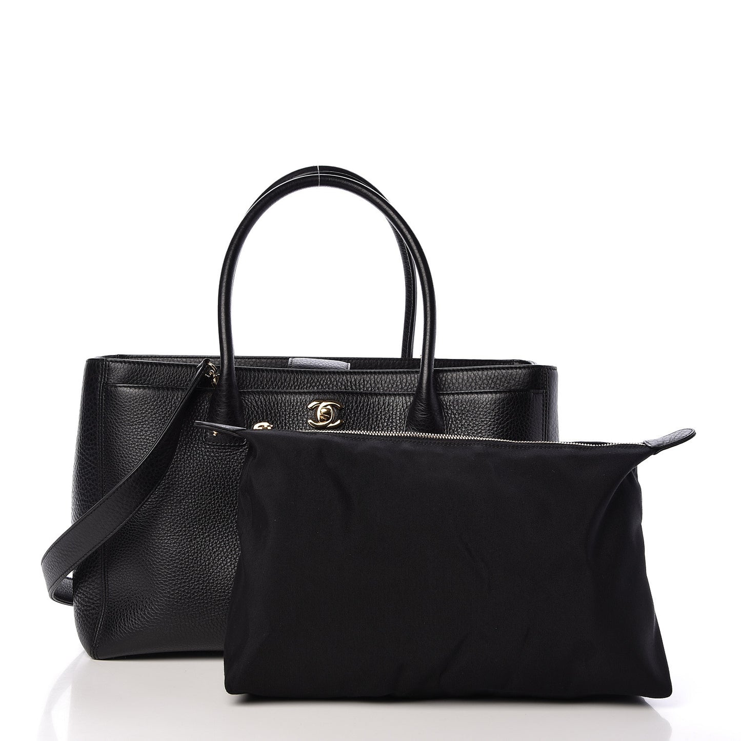 Calfskin Cerf Executive Shopper Tote Black