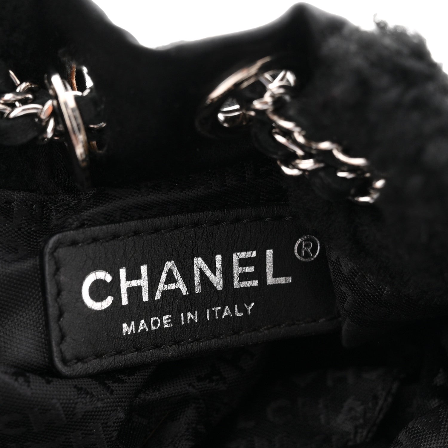 Chanel Fur Satin Drawstring Tassel Sac Cordon Shoulder Bag Black 6 of 8