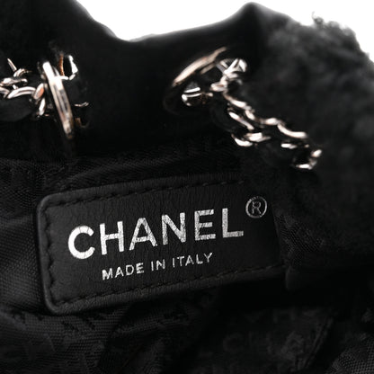 Chanel Fur Satin Drawstring Tassel Sac Cordon Shoulder Bag Black 6 of 8