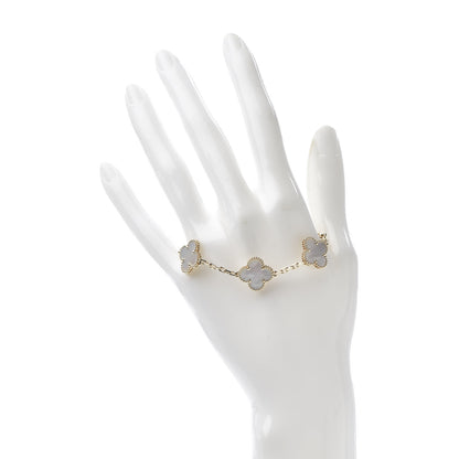 Van Cleef & Arpels 18K Yellow Gold Mother of Pearl 5 Motifs Vintage Alhambra Bracelet 2 of 7