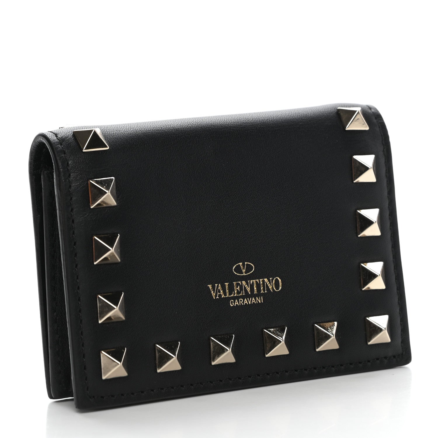 Valentino Garavani Calfskin Rockstud Bi-Fold Card Holder Black 3 of 8