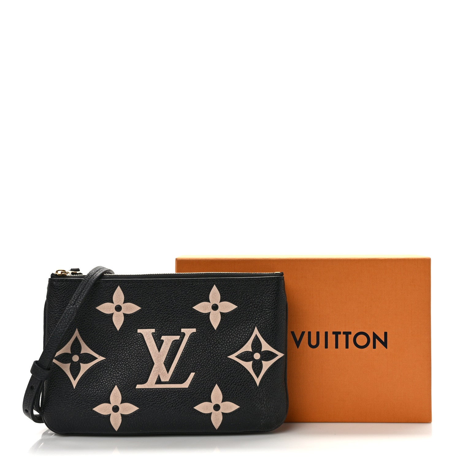 Louis Vuitton Empreinte Monogram Giant Double Zip Pochette Black Cream 14 of 14