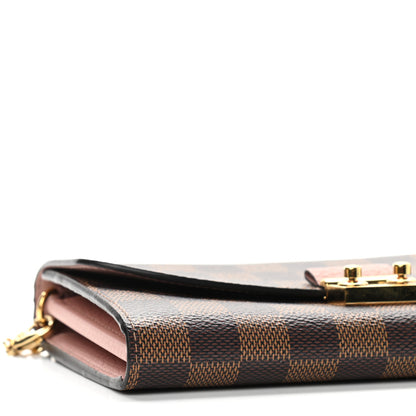 Louis Vuitton Damier Ebene Croisette Chain Wallet Rose Ballerine 9 of 11