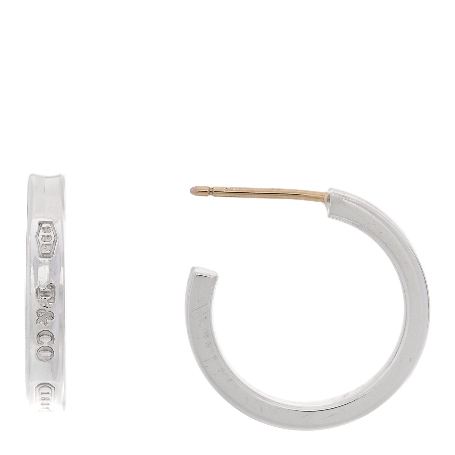Tiffany Sterling Silver 1837 Small Narrow Hoop Earrings 1 of 5
