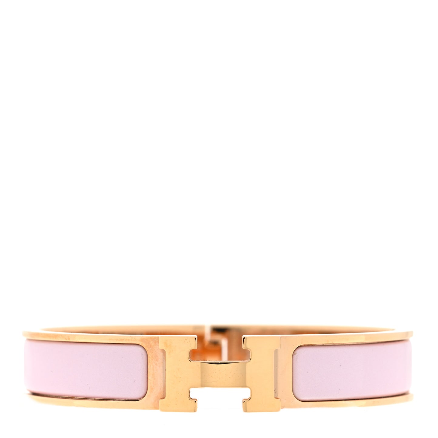Enamel Clic Clac H Narrow Bracelet PM Rose Dragee