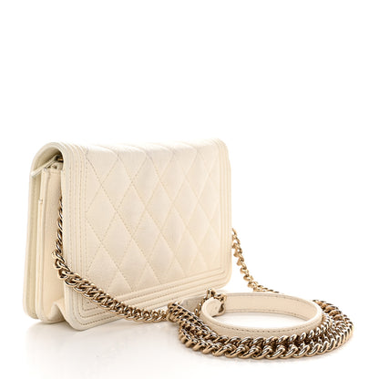 Chanel Caviar Quilted Boy Wallet On Chain WOC White 4 of 16