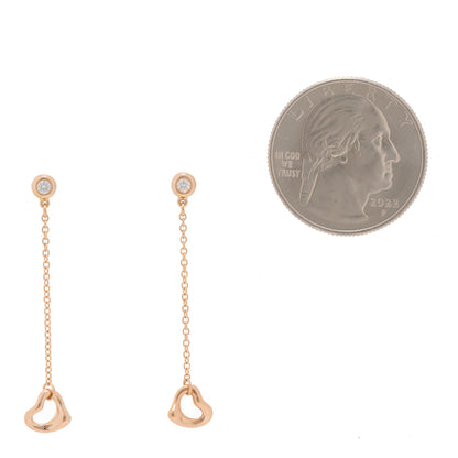 Tiffany 18K Rose Gold Diamond Elsa Peretti Diamonds by the Yard Open Heart Earrings 2 of 4