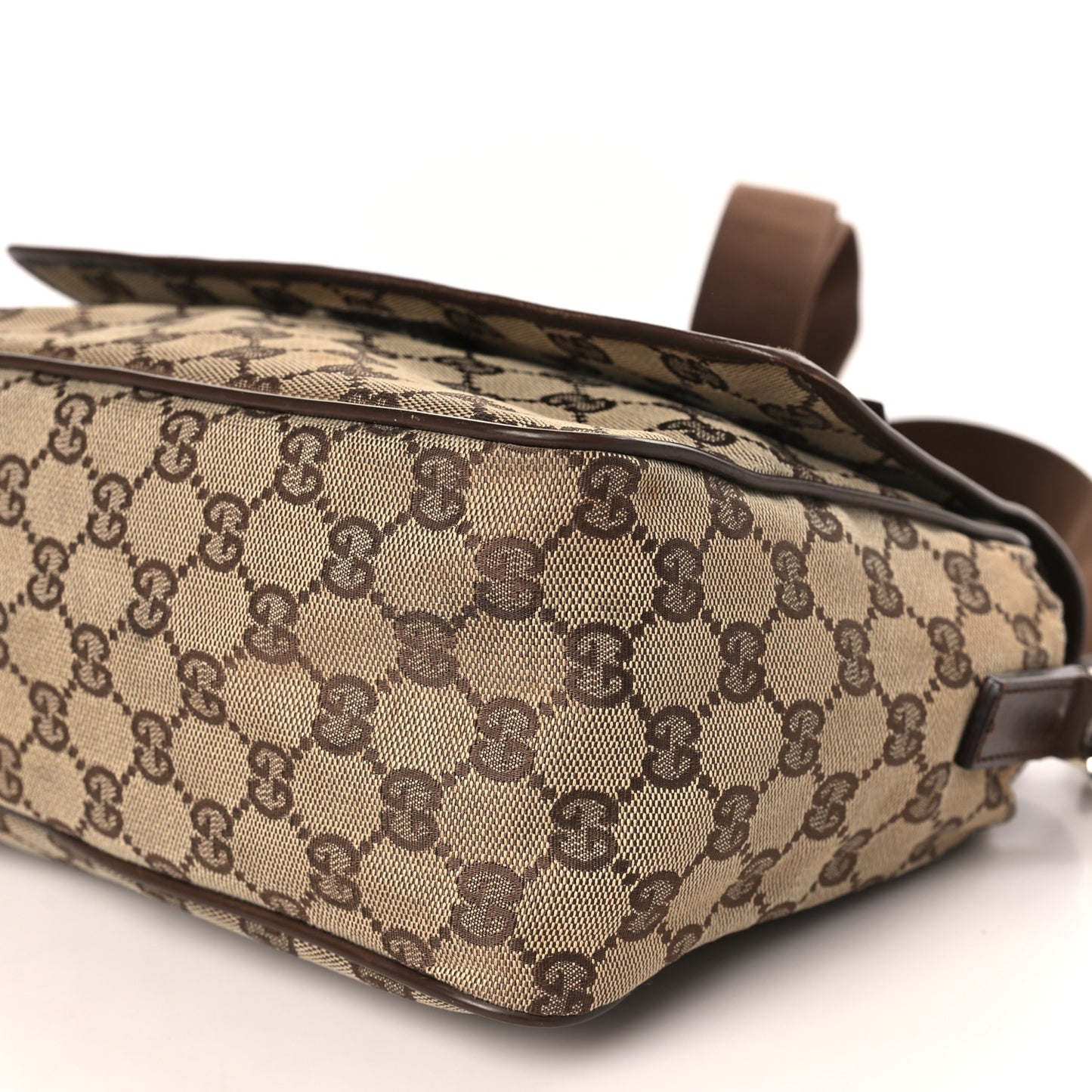 Monogram Flap Pocket Messenger Bag Beige Dark Brown