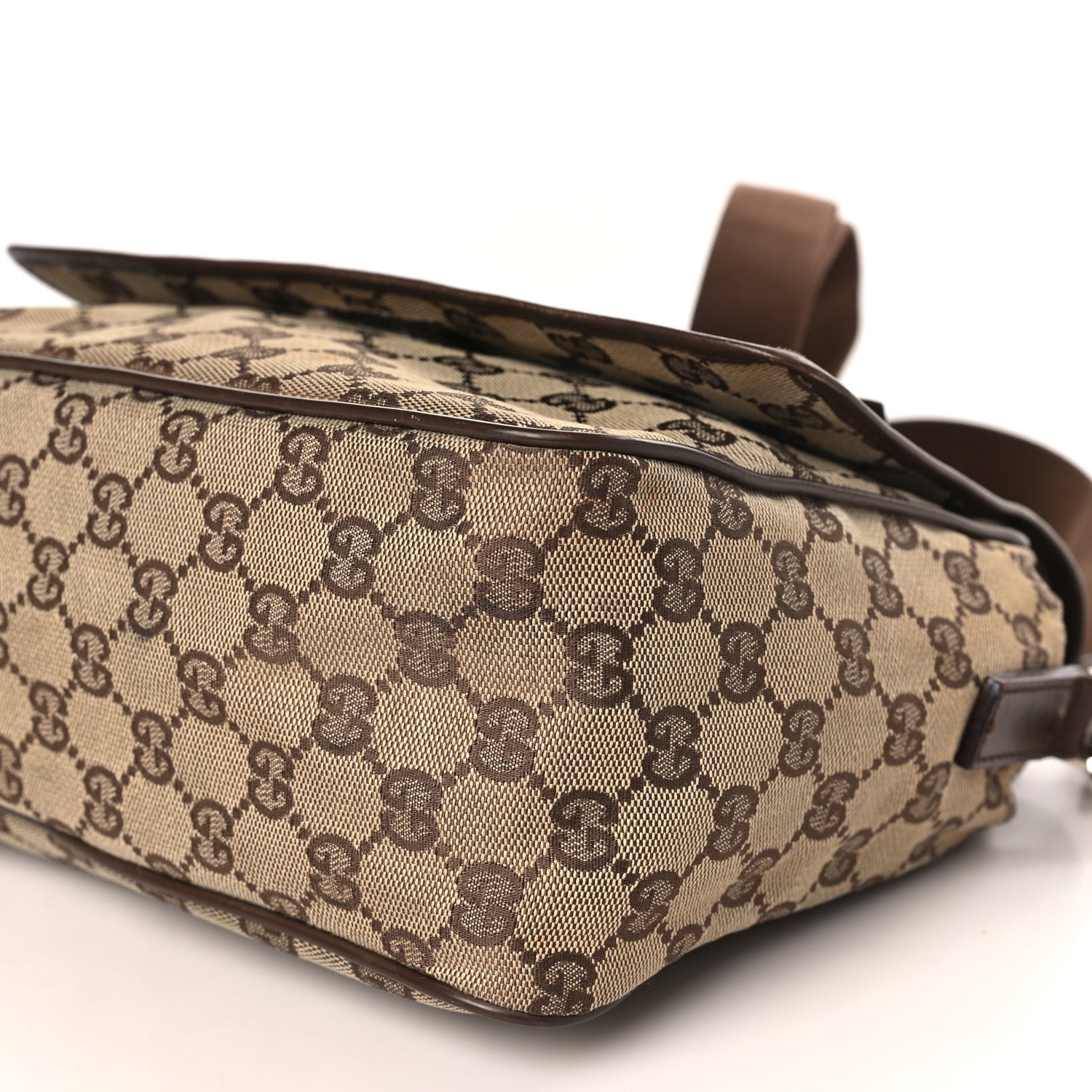 Gucci Monogram Flap Pocket Messenger Bag Beige Dark Brown 9 of 12