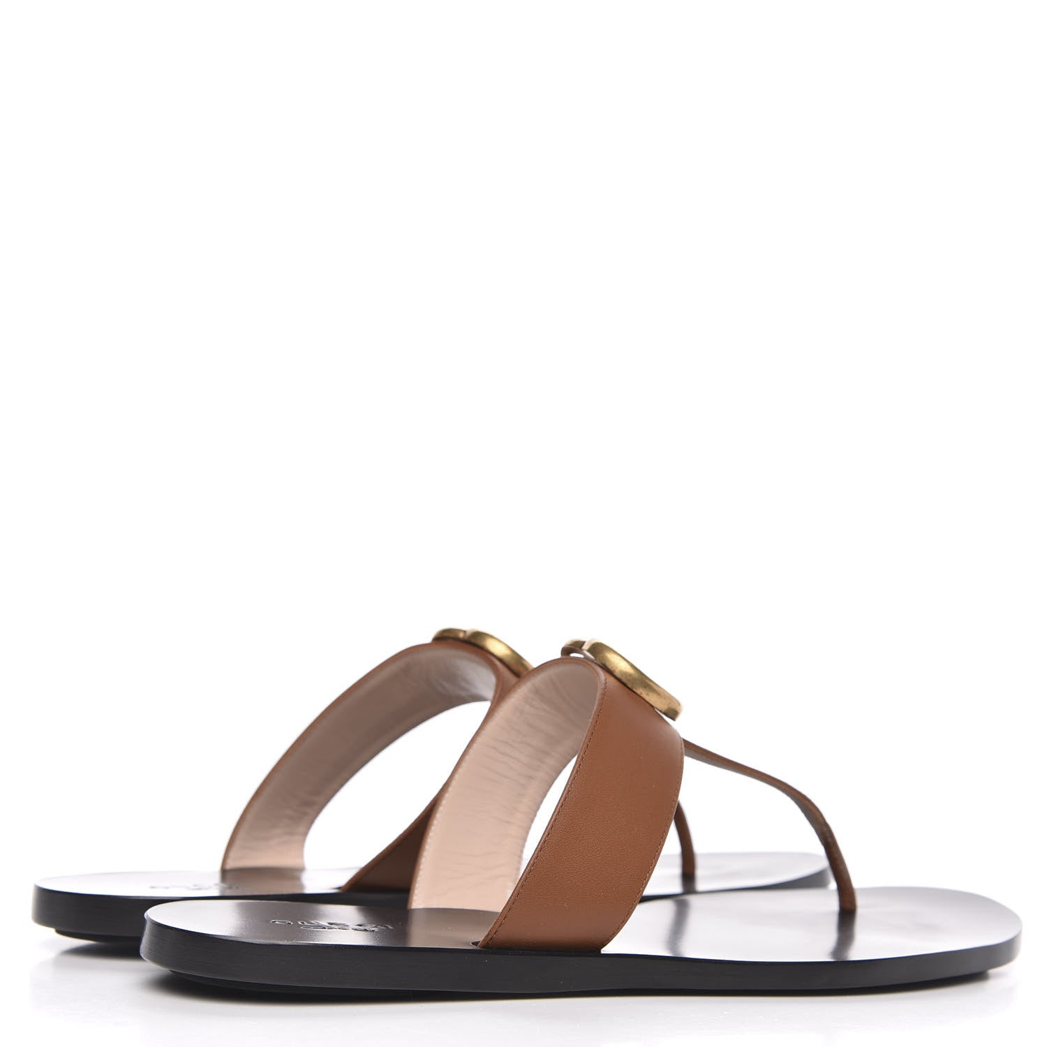 Gucci Calfskin GG Marmont Thong Sandals 37.5 Cognac 4 of 8