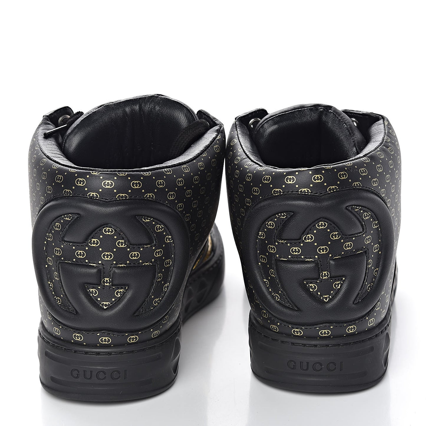 X DAPPER DAN Calfskin Laminated Ayers GG Micro Monogram Womens High Top Sneakers 38 Black