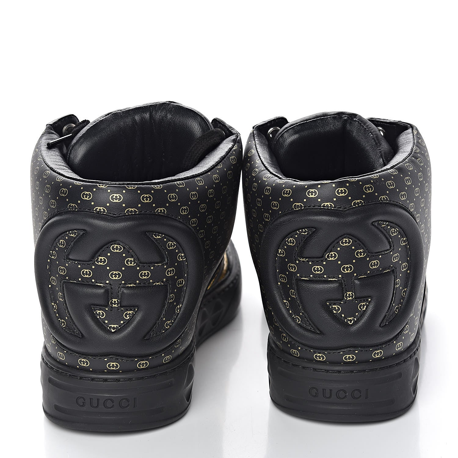 Gucci X DAPPER DAN Calfskin Laminated Ayers GG Micro Monogram Womens High Top Sneakers 38 Black 5 of 11