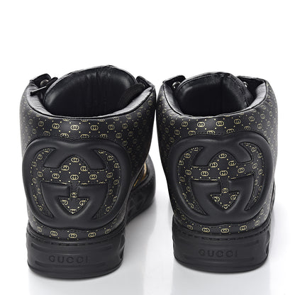 Gucci X DAPPER DAN Calfskin Laminated Ayers GG Micro Monogram Womens High Top Sneakers 38 Black 5 of 11