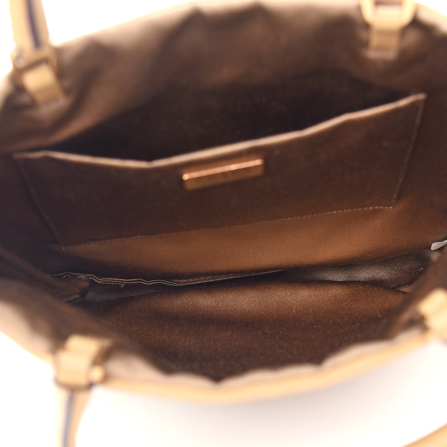 Prada Calfskin Studded Handbag Beige 5 of 9