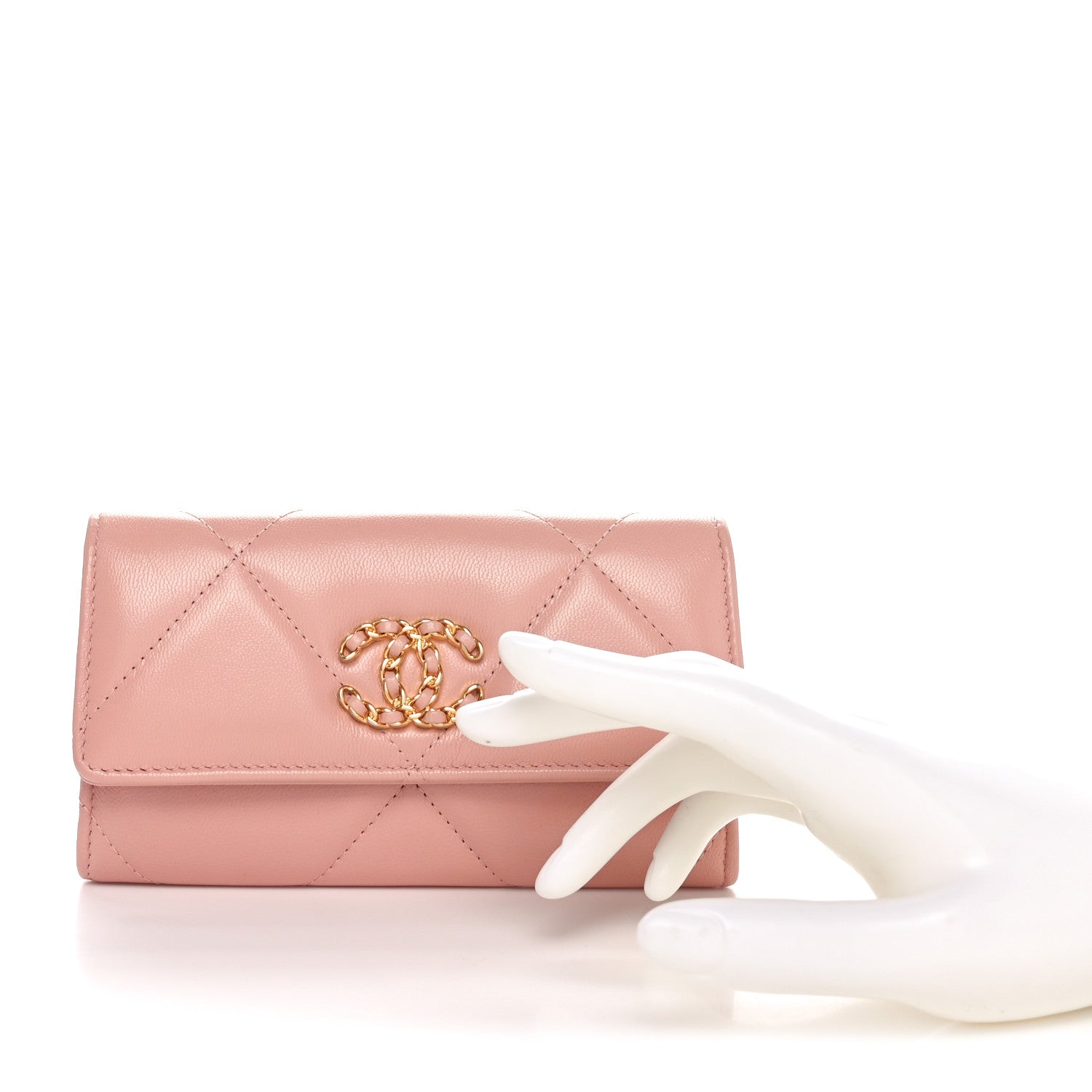 Chanel Goatskin Quilted Chanel 19 Flap Wallet Light Pink 2 of 11