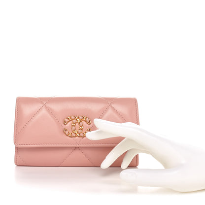 Chanel Goatskin Quilted Chanel 19 Flap Wallet Light Pink 2 of 11