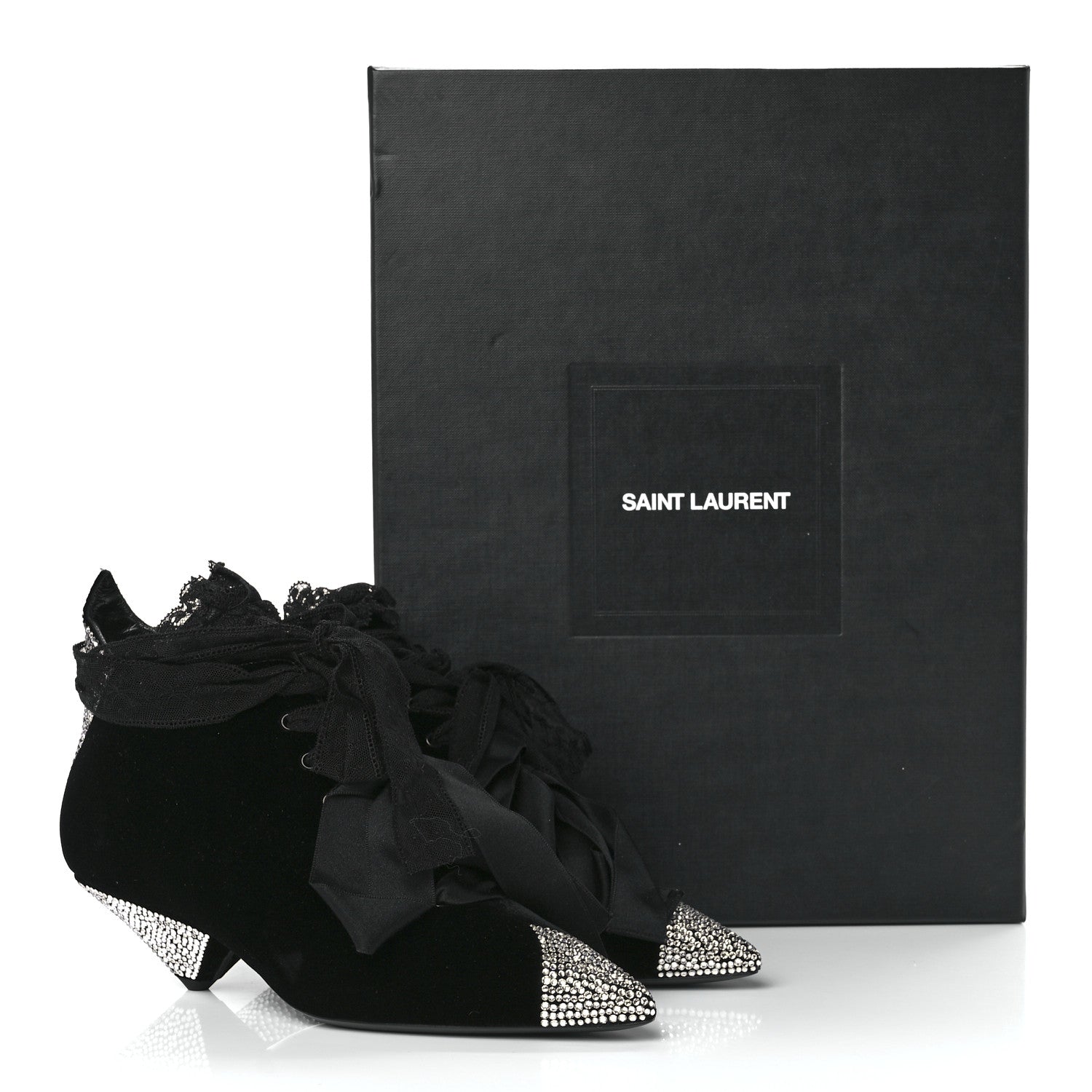 Saint Laurent Velluto Master Crystal Embellished Blaze 45 La Strass Ankle Boots 39 Black 10 of 10
