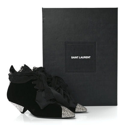 Saint Laurent Velluto Master Crystal Embellished Blaze 45 La Strass Ankle Boots 39 Black 10 of 10