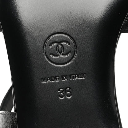 Chanel Lambskin CC Flat Sandals 36 Black 6 of 9