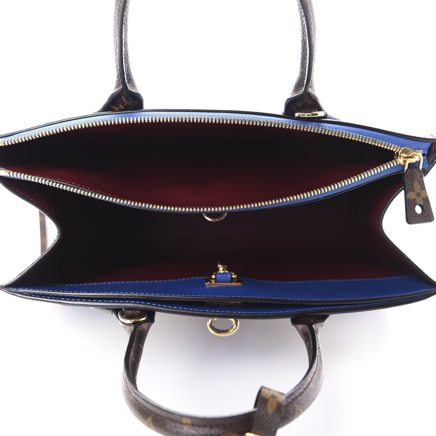 Louis Vuitton Calfskin Monogram City Steamer MM Blue Burgundy White 5 of 9