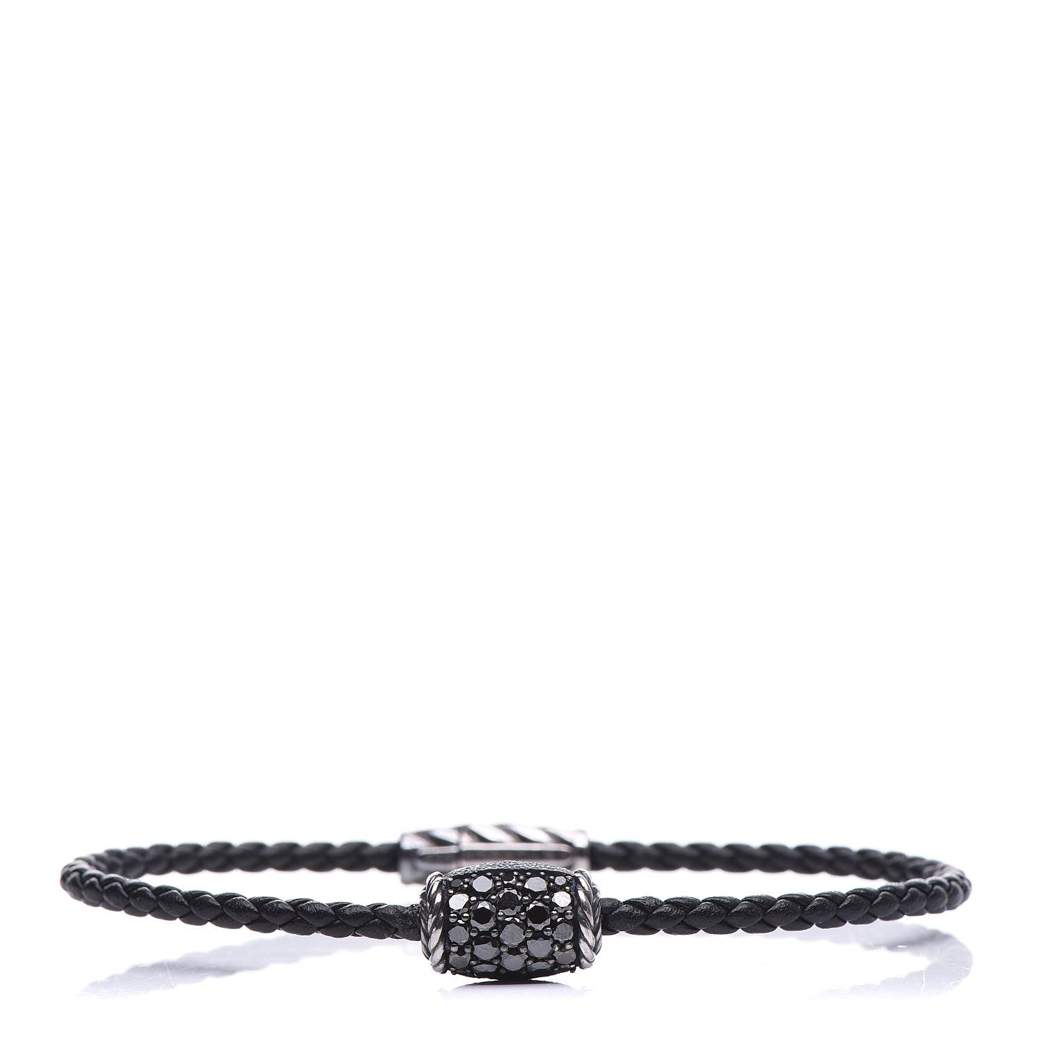 David Yurman Sterling Silver Black Diamond Leather Chevron Bracelet 1 of 6