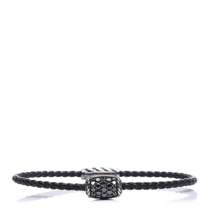 David Yurman Sterling Silver Black Diamond Leather Chevron Bracelet 1 of 6