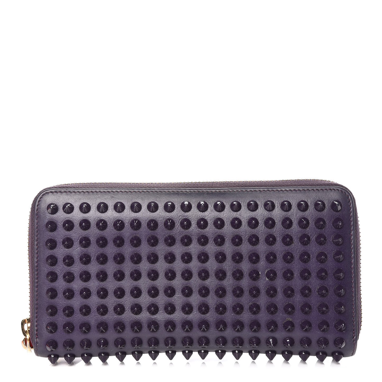 Calfskin Panettone Spiked Zip Around Wallet Iris