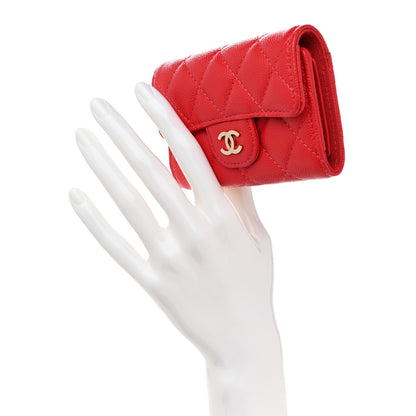 Chanel Caviar Quilted Classic 4 Key Holder Wallet Red 2 of 8