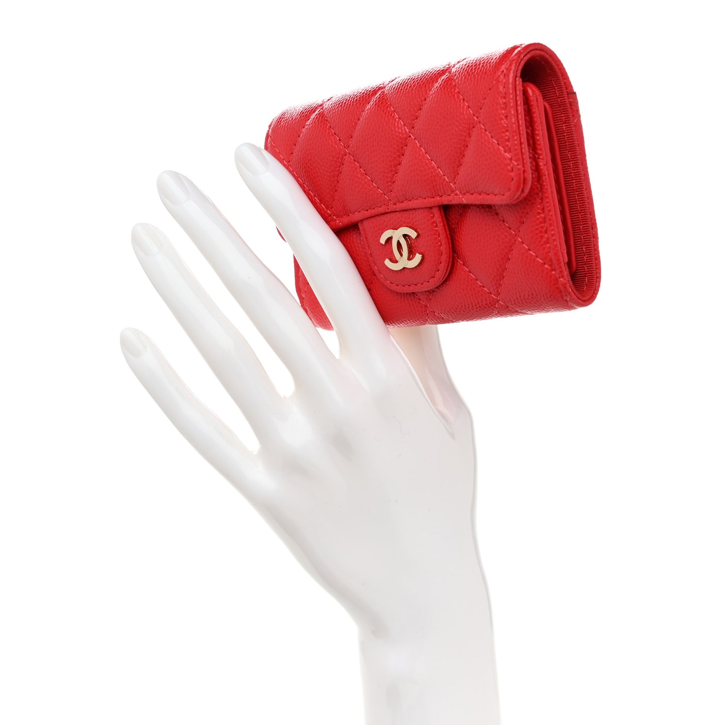 Caviar Quilted Classic 4 Key Holder Wallet Red
