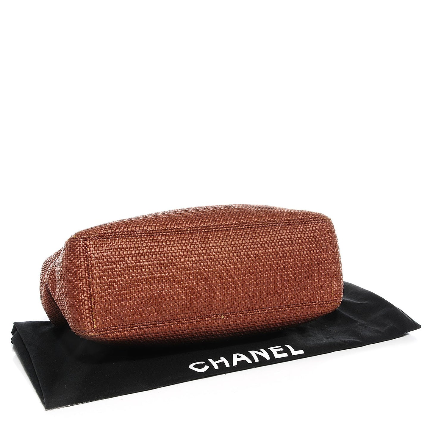 Woven Straw Raffia Wooden Handle Bag Brown