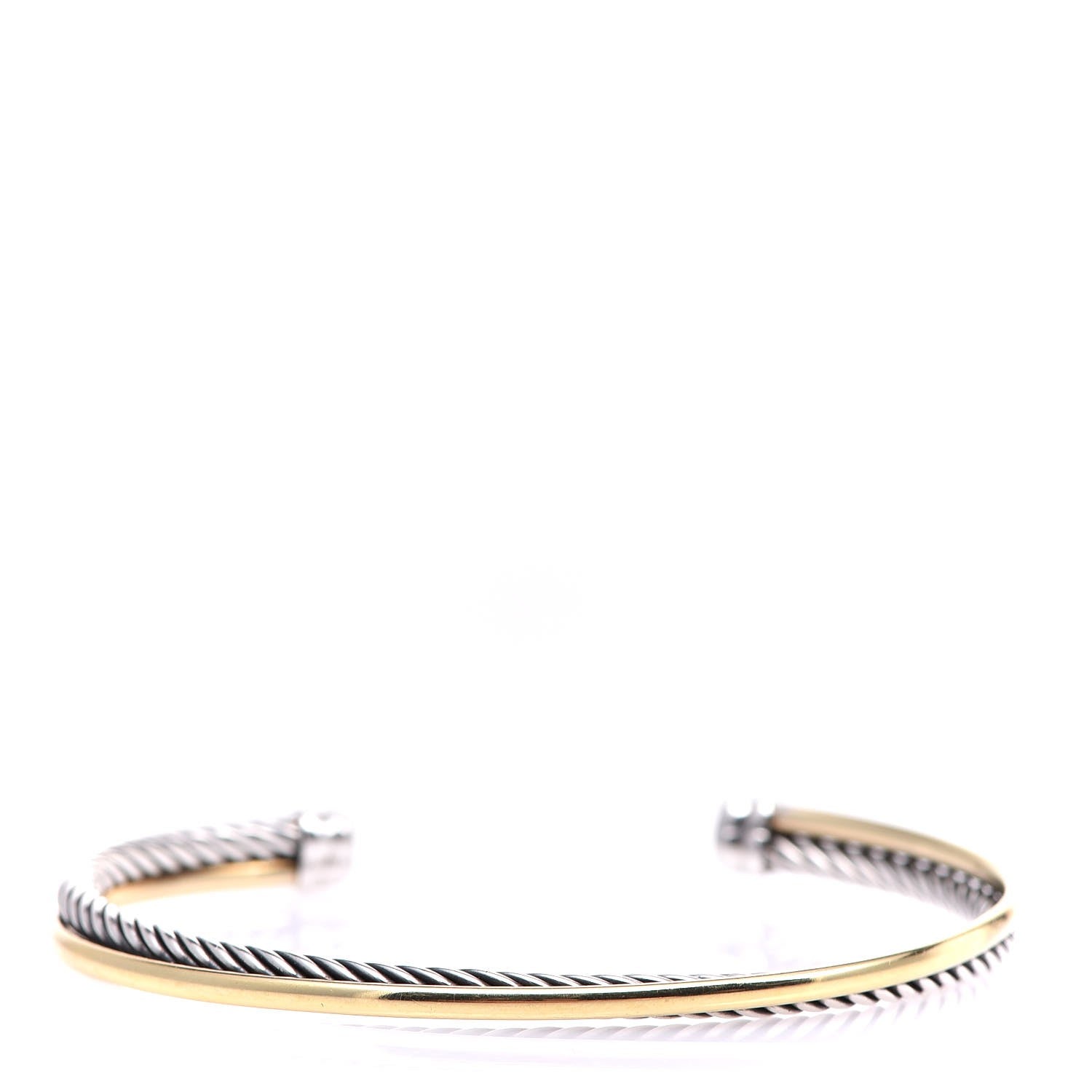 David Yurman Sterling Silver 18K Yellow Gold 5mm Crossover Cuff Bracelet 3 of 5