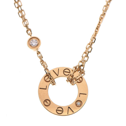Cartier 18K Yellow Gold 2 Diamond LOVE Necklace 4 of 8