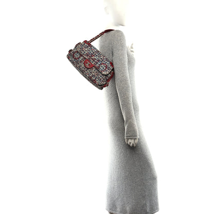 Chanel Tweed Lambskin Flap Blue Red 2 of 11