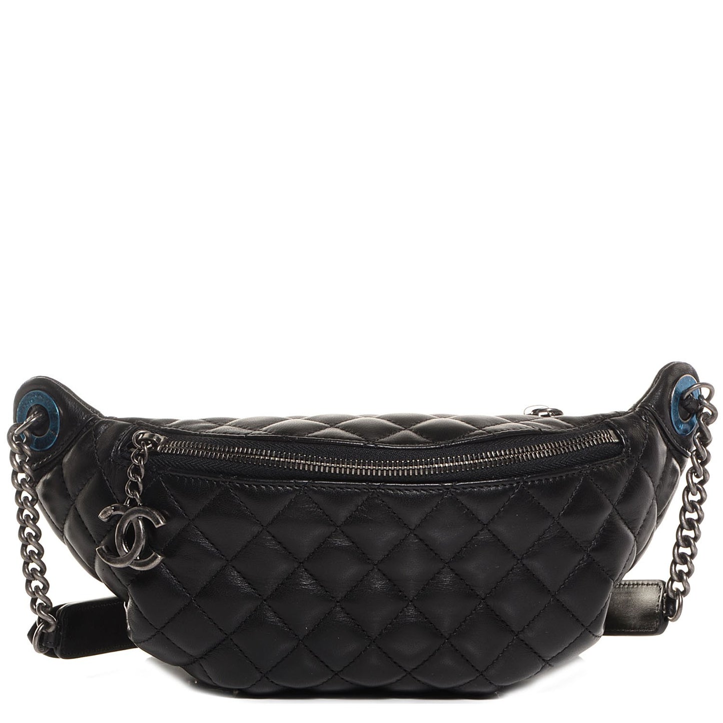 Lambskin Quilted CC Banane Waist Bag Black