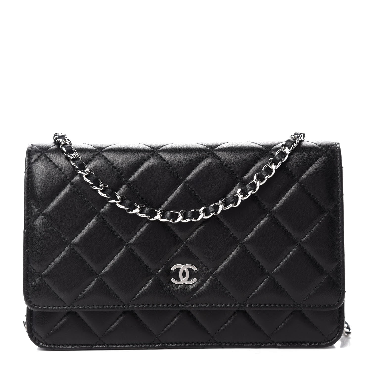 Chanel Lambskin Quilted Wallet On Chain WOC Black 1 of 12