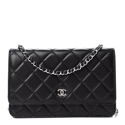 Chanel Lambskin Quilted Wallet On Chain WOC Black 1 of 12