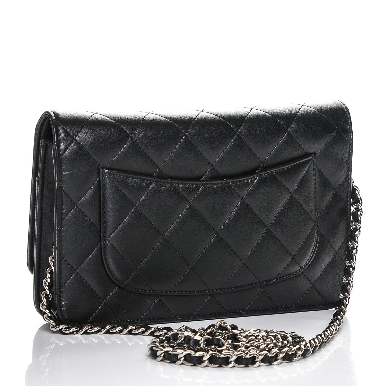 Chanel Lambskin Quilted Wallet On Chain WOC Black 3 of 8