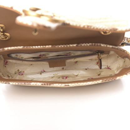 Gucci Raffia Elaphe Matelasse Small GG Marmont Shoulder Bag Natural Cream Brown 5 of 11