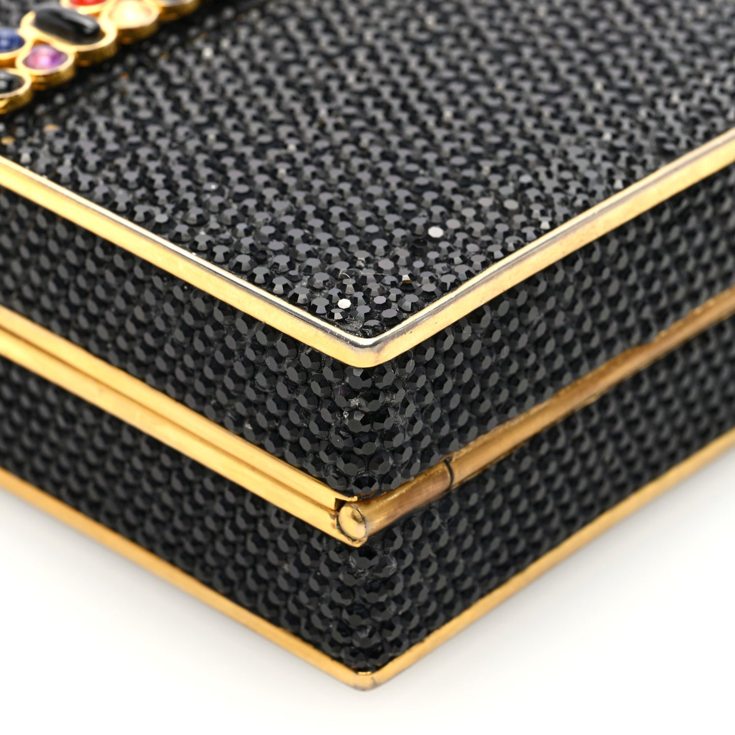 Swarovski Crystal Glass Bead Minaudiere Clutch Black Multicolor