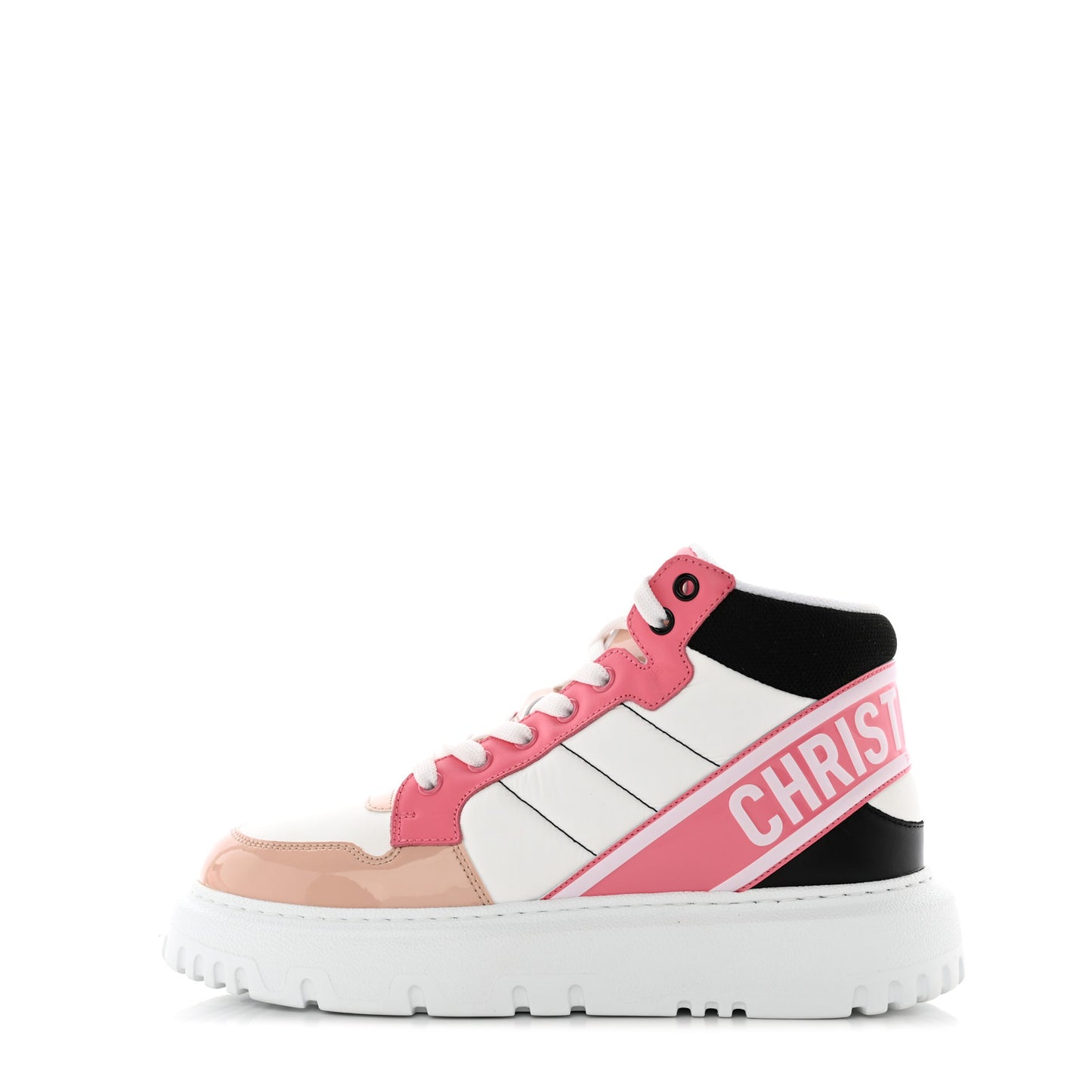 Nylon Calfskin Womens D-Player High Top Sneakers 38 Pink