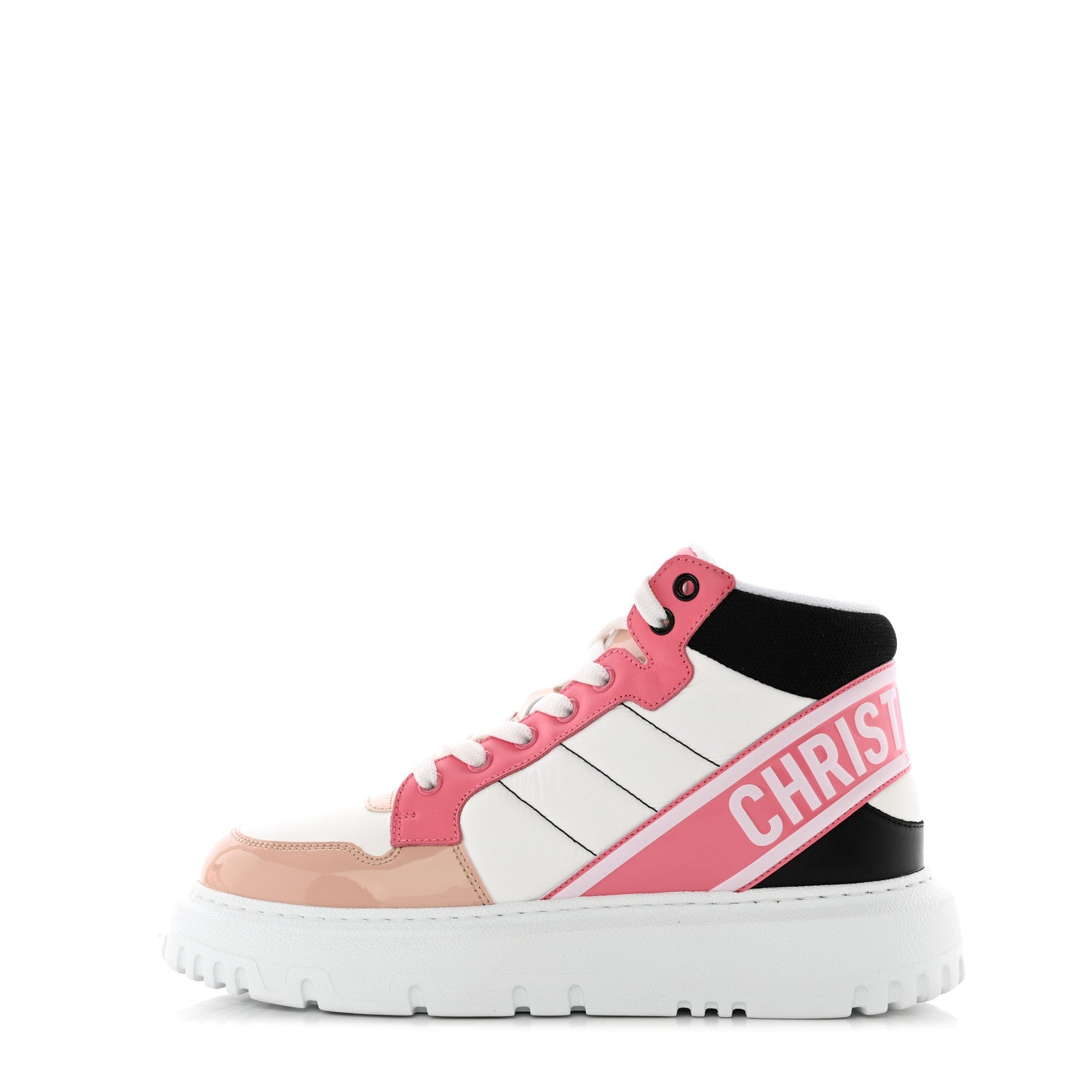 Christian Dior Nylon Calfskin Womens D-Player High Top Sneakers 38 Pink 1 of 13
