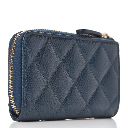 Chanel Iridescent Caviar Quilted Zipped Key Holder Case Dark Blue 3 of 7