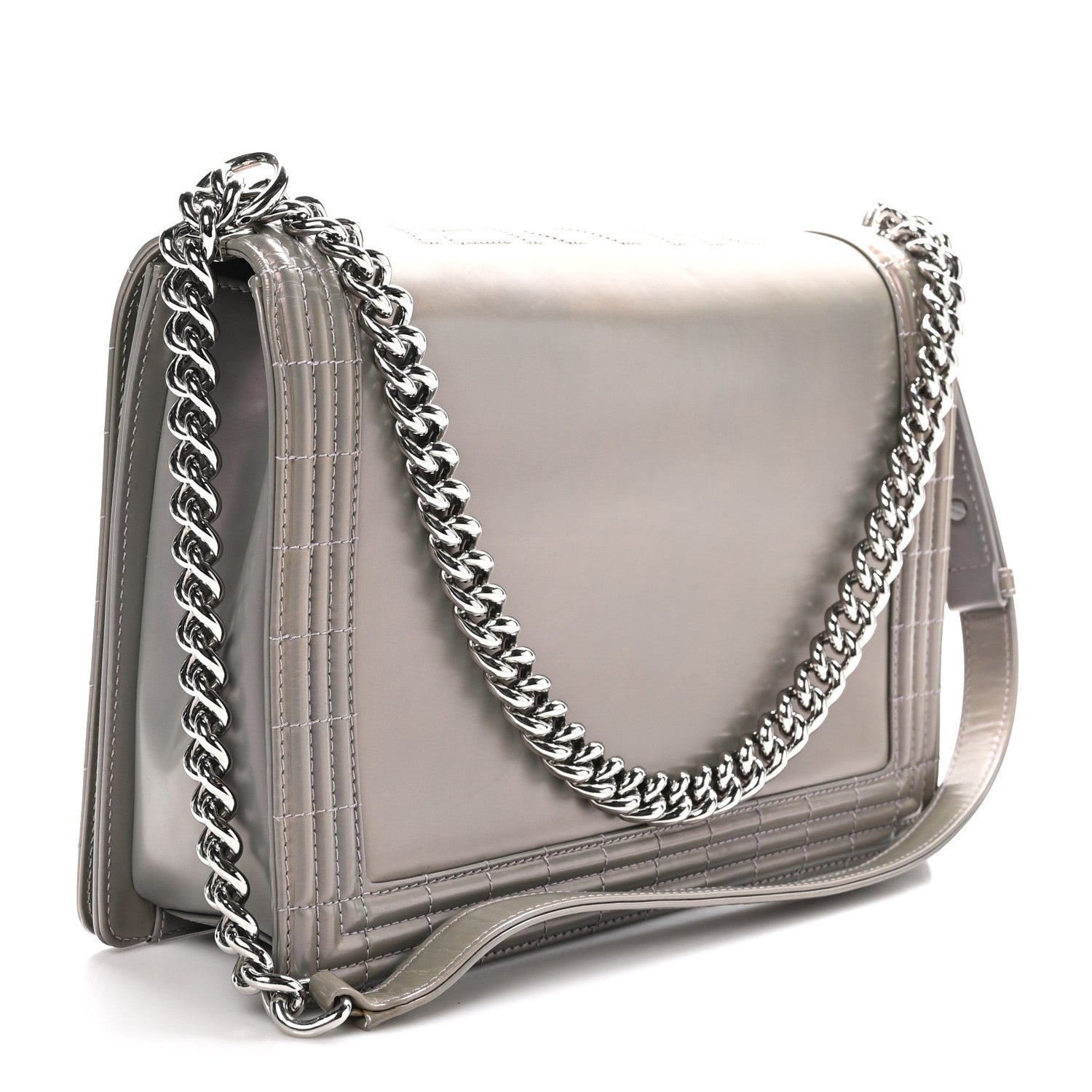 Chanel Glazed Calfskin Large Boy Flap Grey 3 of 10