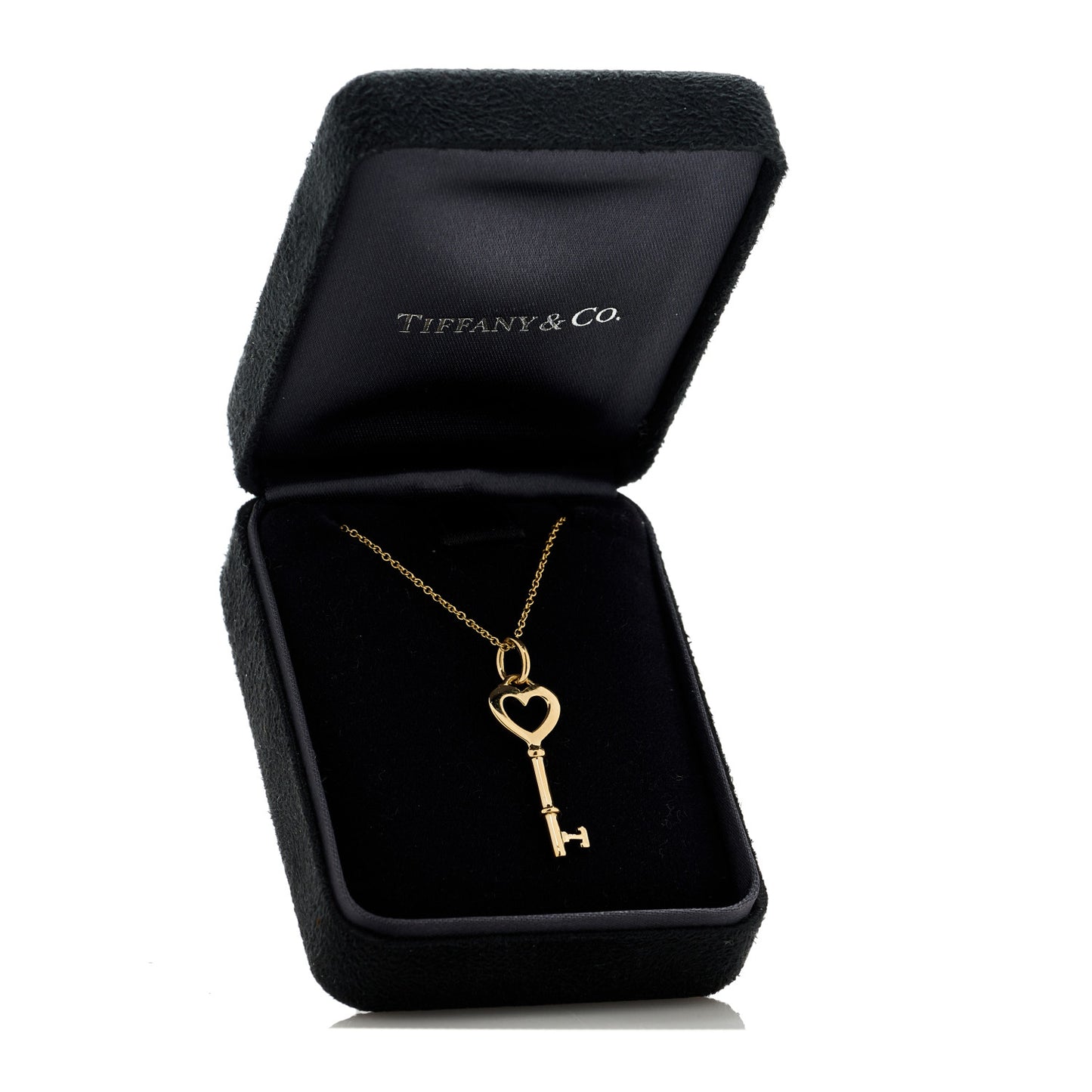 18K Yellow Gold Mini Heart Key Pendant Necklace