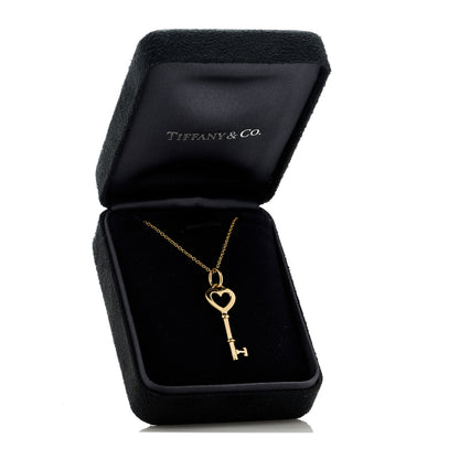 Tiffany 18K Yellow Gold Mini Heart Key Pendant Necklace 7 of 7
