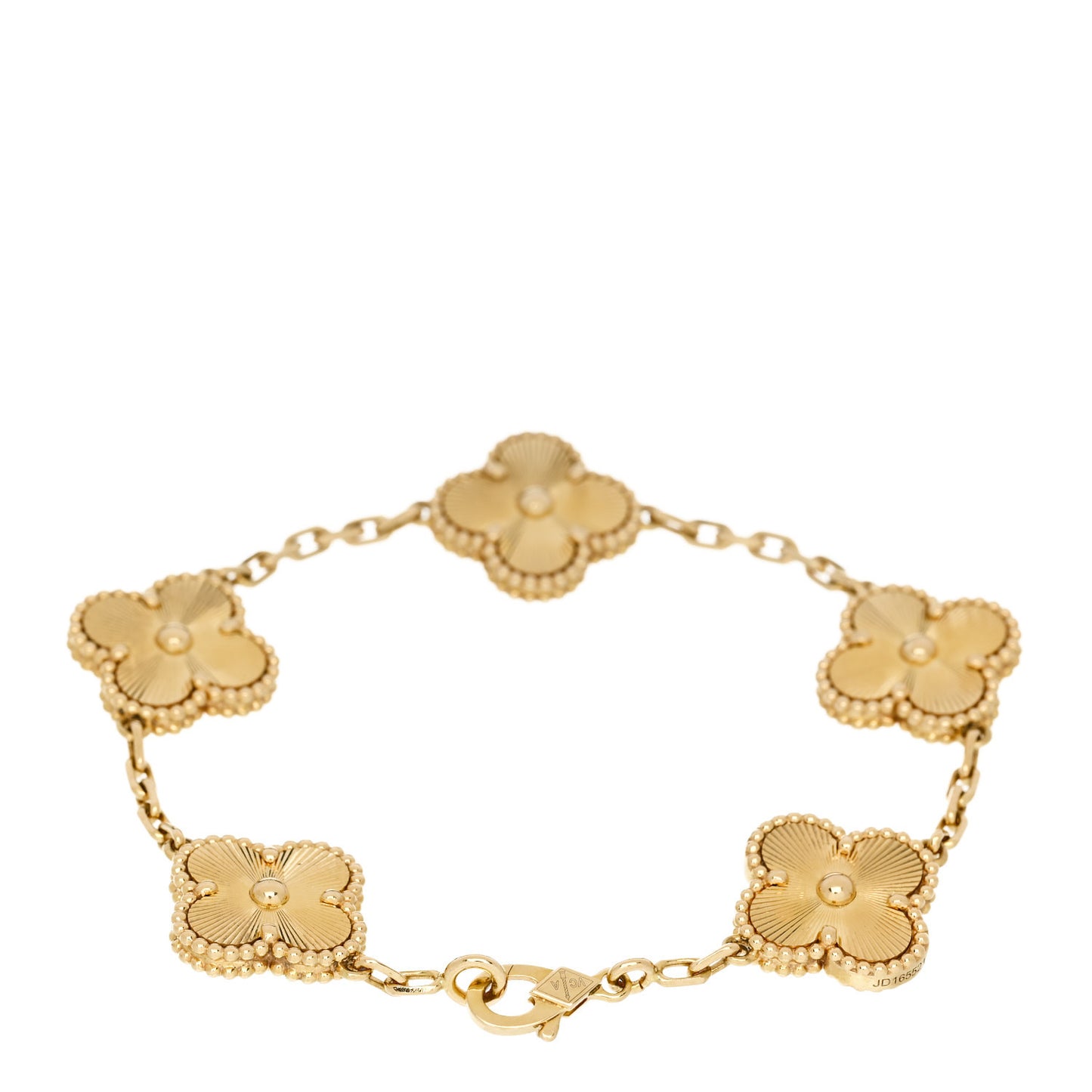 18K Yellow Gold 5 Motifs Guilloche Vintage Alhambra Bracelet