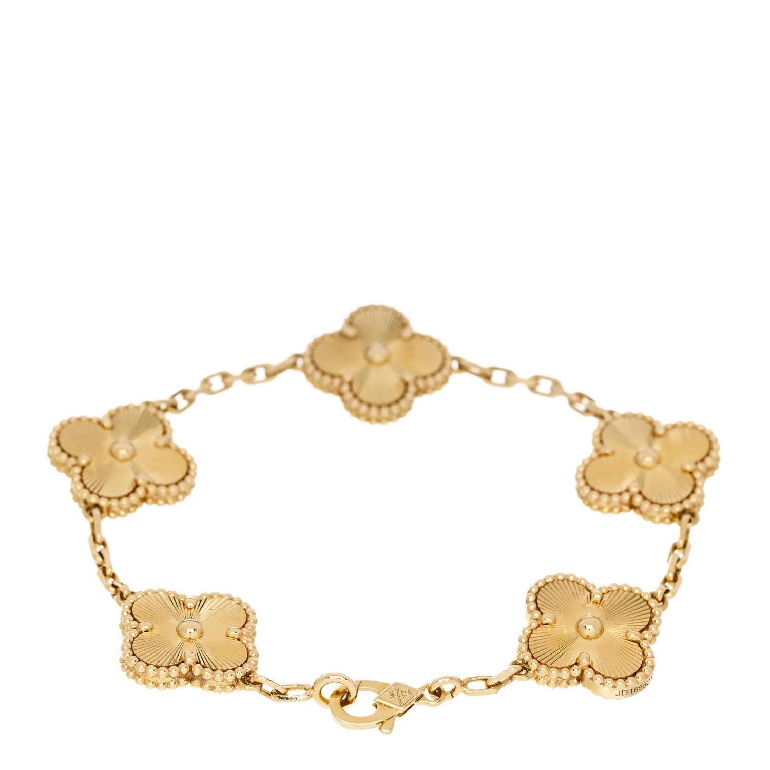 Van Cleef & Arpels 18K Yellow Gold 5 Motifs Guilloche Vintage Alhambra Bracelet 2 of 5