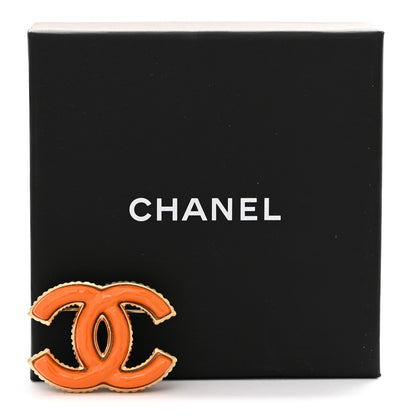 Chanel Metal Enamel CC Brooch Gold Orange 4 of 4