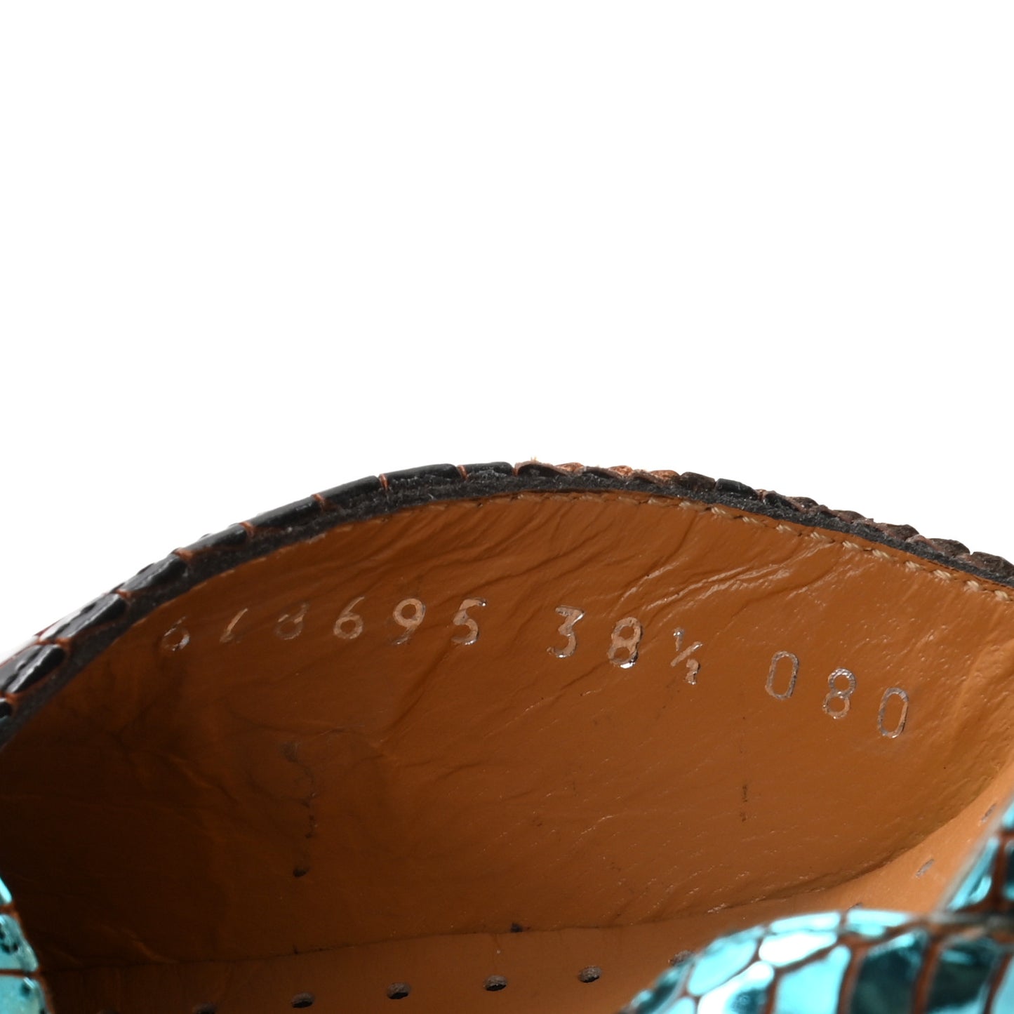 Metallic Calfskin Embossed Python GG Ankle Strap High Heel Pumps 38.5 Multicolor